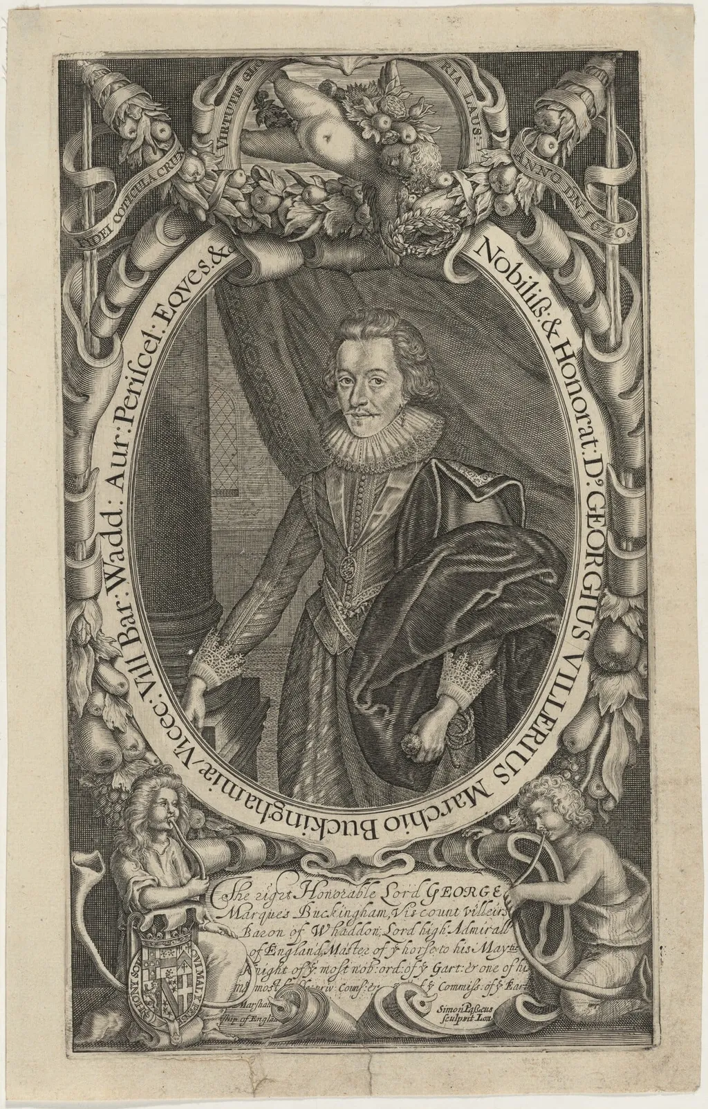George Villiers, First Duke of Buckingham, by Simon van de Passe, ink, 1621