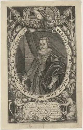 George Villiers, First Duke of Buckingham, by Simon van de Passe, ink, 1621