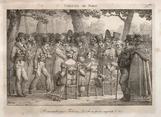 Promenade in the Tuileries.  What are they looking at?, by Jean Henri Marlet, 1824