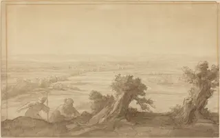 View over Flat Country, by Alphonse Legros, ink, 1906