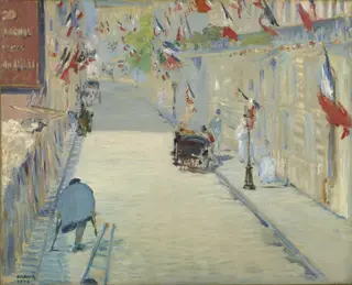 The Rue Mosnier Dressed with Flags, by Édouard Manet, oil, 1878