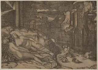 Raphael's Dream, by Marcantonio Raimondi, ink, 1508