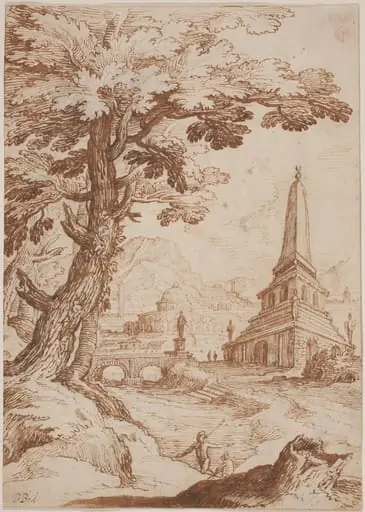 Heroic Landscape, by Paul Bril, ink, 1590