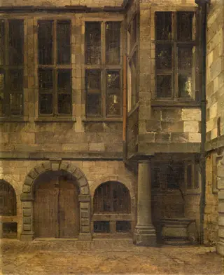 Old Courtyard of Antwerp Town Hall, by Hendrik Frans Schaefels, oil, 1873
