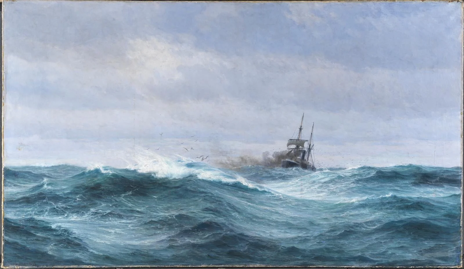 Et skib i storm på Atlanterhavet, detail