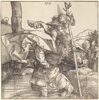 Saint Christopher, by Albrecht Dürer, ink, 1511