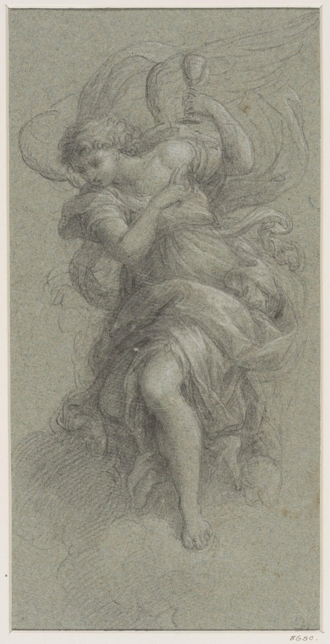 Kneeling angel holding a chalice, detail