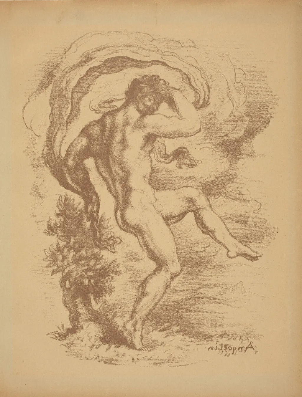 Dancing Nude, by Louis Anquetin, ink, 1897