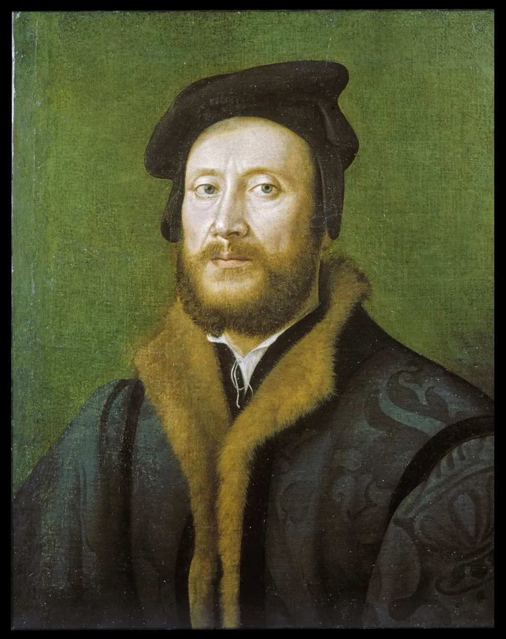 Portrait of a Bolognese Gentleman in a Fur-lined Coat, by Giuliano Bugiardini, oil, 1523