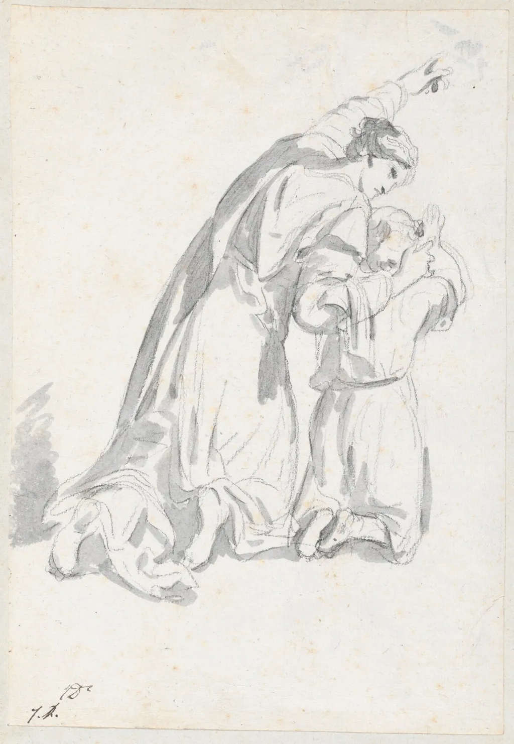 Kneeling Woman Instructing a Child, by Jacques-Louis David, chalk, 1778