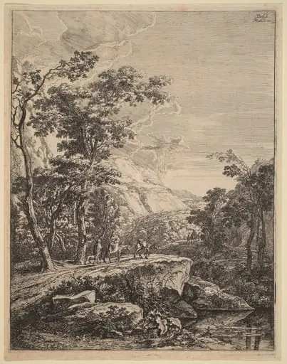 The Woman on the Hinny, by Jan Both, ink