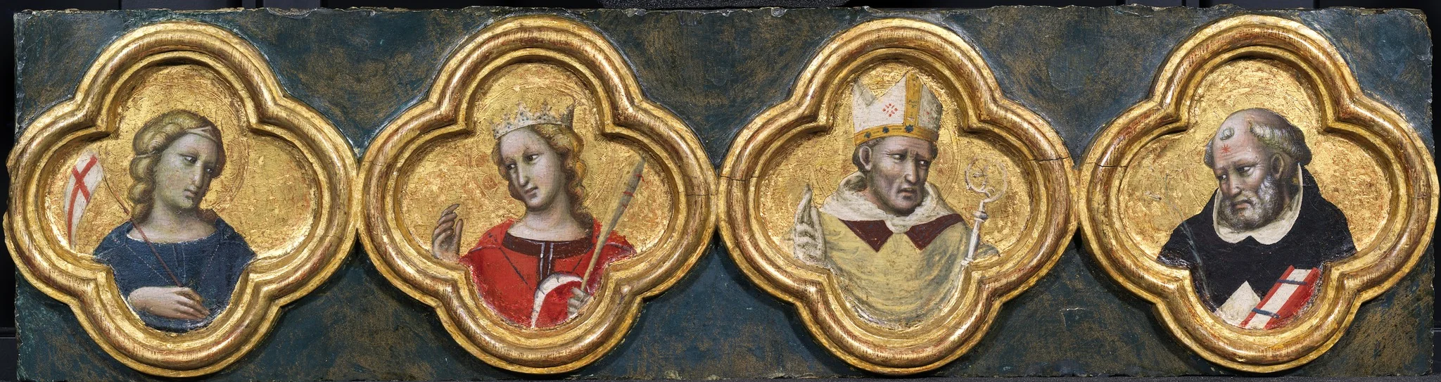 Four Saints: St Ursula, St Catherine, ?St Augustine and St Dominic, detail