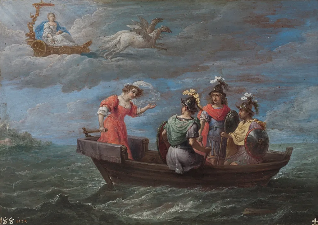Reinaldo huye de las islas Afortunadas, by David Teniers the Younger, oil, 1628