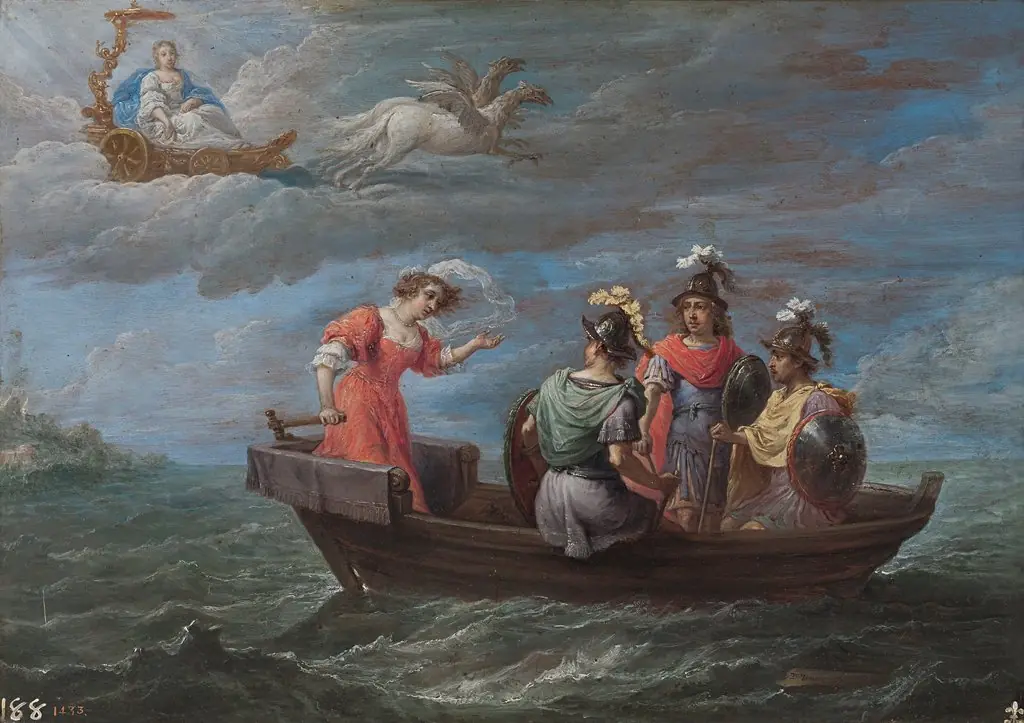 Reinaldo huye de las islas Afortunadas, by David Teniers the Younger, oil, 1628