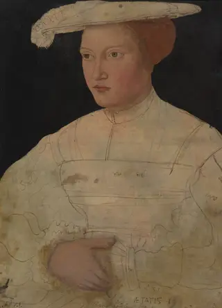 Maria Markgräfin zu Brandenburg, by Peter Gertner, chalk, 1539