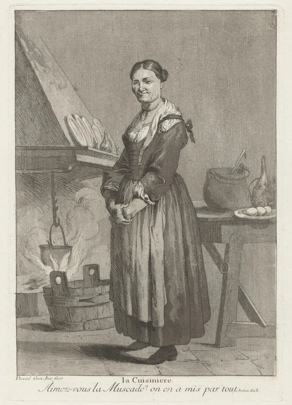 La Cuisiniere (The Cook), by Giovanni David, ink, 1775