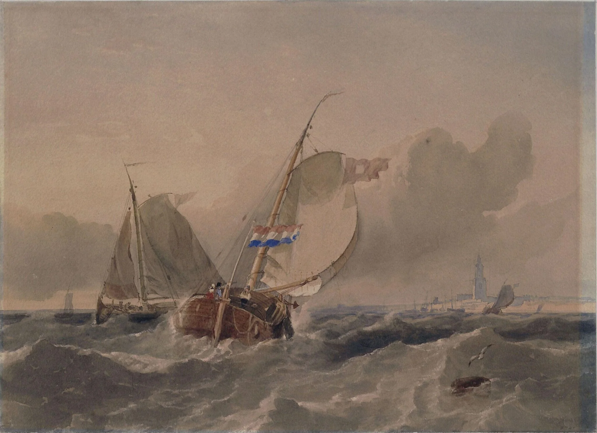 Dutch Fishing Boats in a Breeze, detail