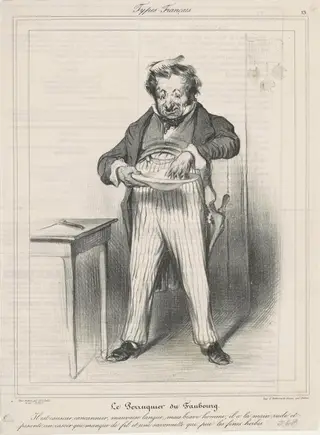 Le Perruquier du Faubourg, by Honoré Daumier, ink, 1836