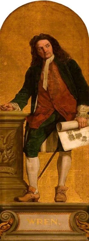 Sir Christopher Wren (1623–1723) (design for a mosaic in the Victoria and Albert Museum), detail