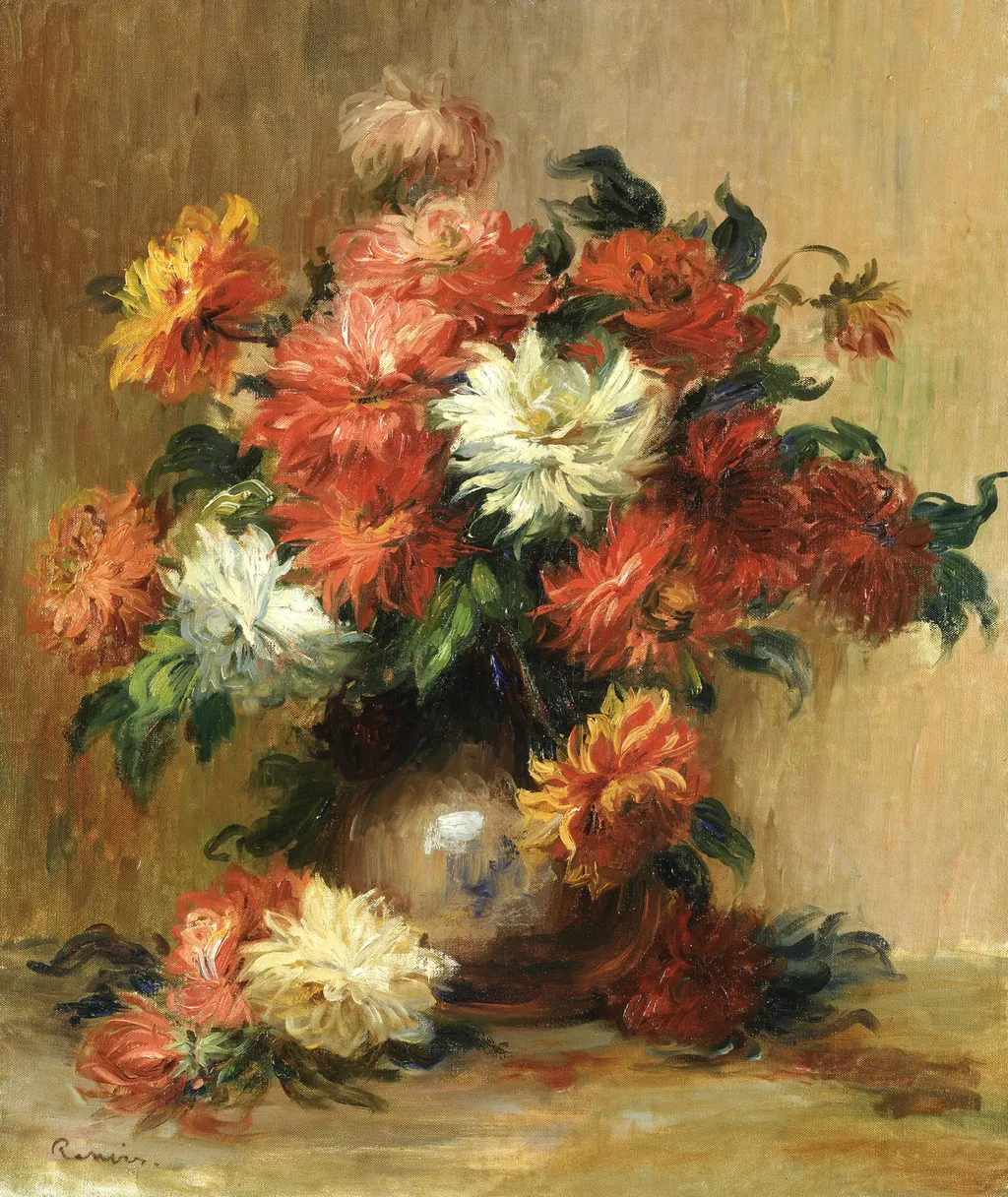 Dahlias, by Auguste Renoir, oil, 1894