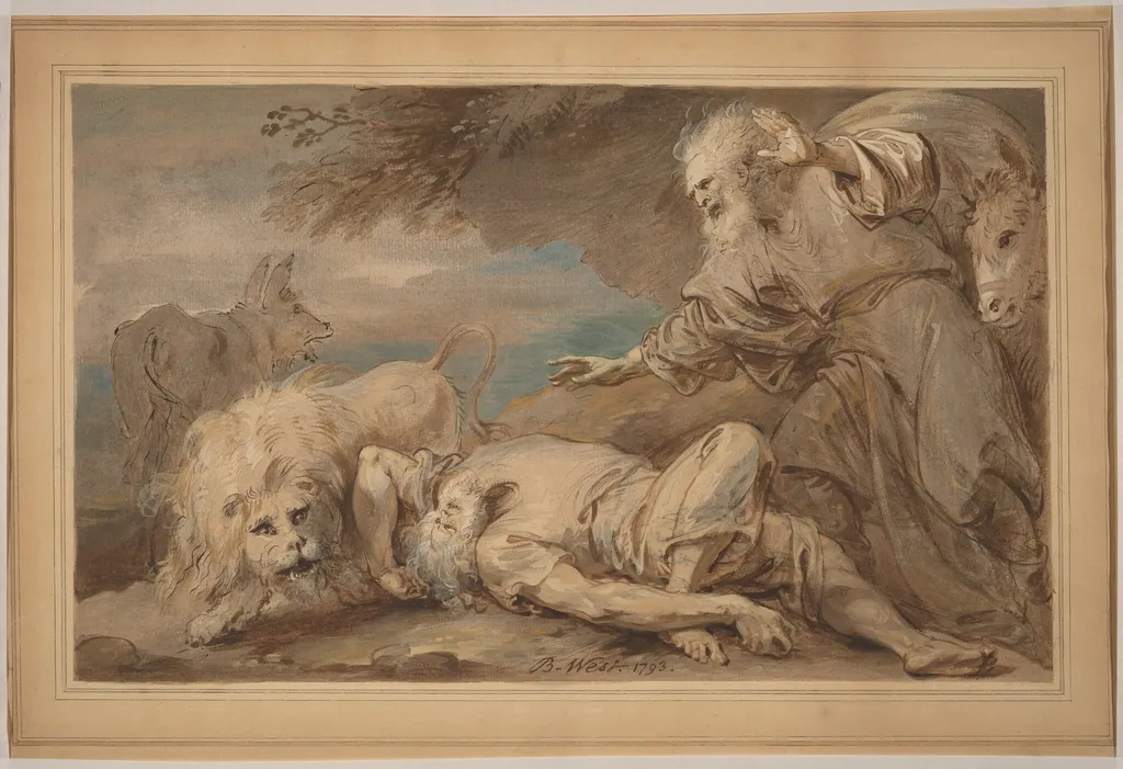 The Disobedient Prophet, by Benjamin West, ink, 1793