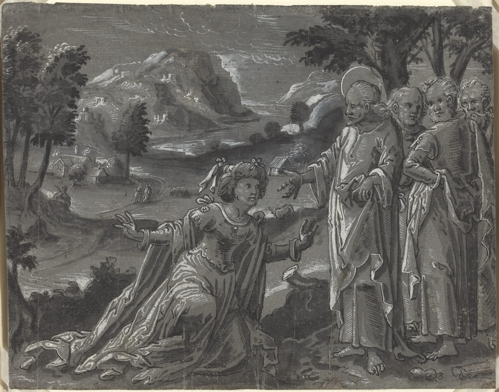 Christ and the Adulteress [recto], detail