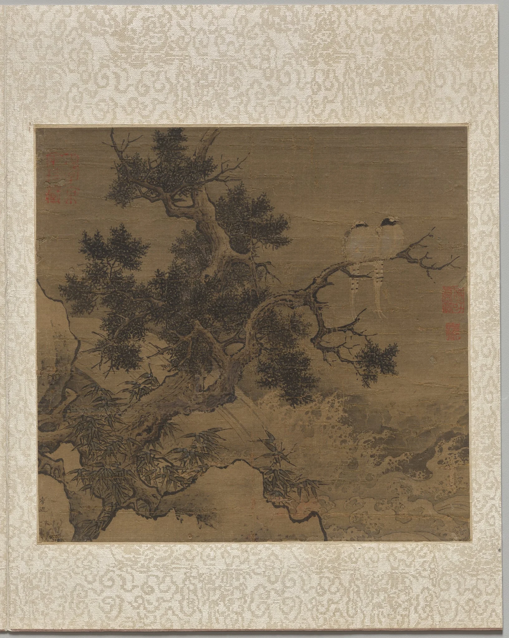 Birds on a Tree above a Cataract, detail