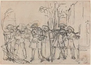 Hob Surprised by Sir Thomas with Mr. Friendly's Letter, by Hubert François Gravelot, ink, 1736