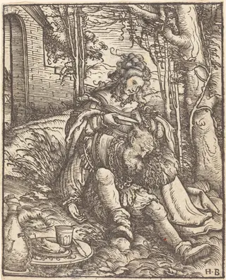 Samson and Delilah, by Hans Burgkmair I, ink, 1519