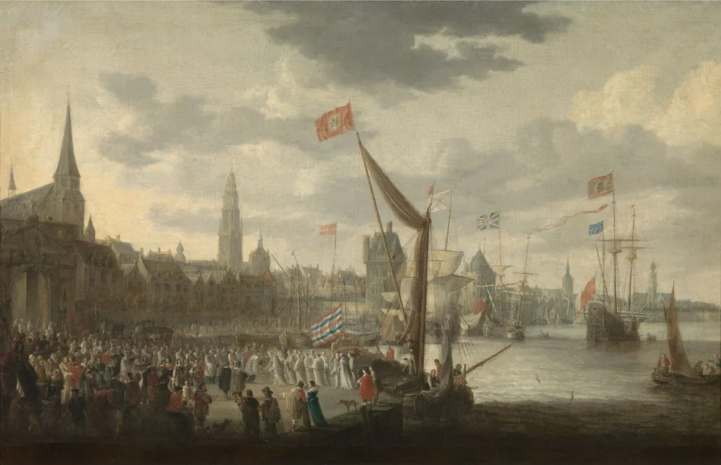 Reception of the White Monks by the Magistrate and the Notables of the City of Antwerp, by Bonaventura Peeters, oil, 1624