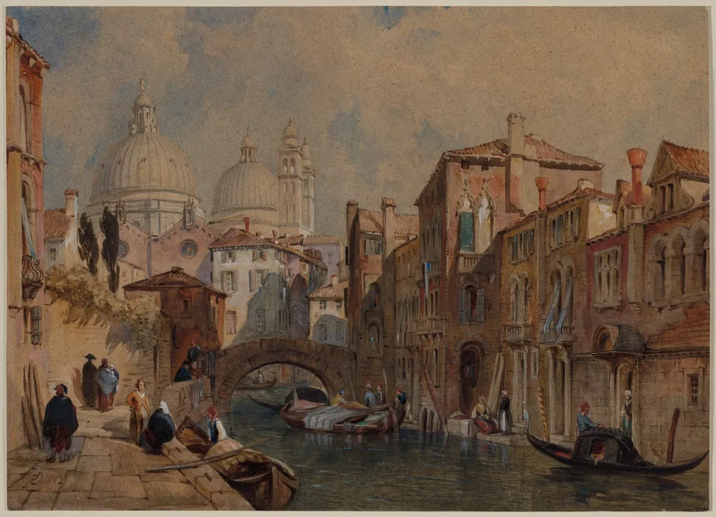 View of Venice: The Dome of Santa Maria della Salute Seen from the Rear of the Da Mula Palace, looking Eastward, by Frank Dillon, 1853