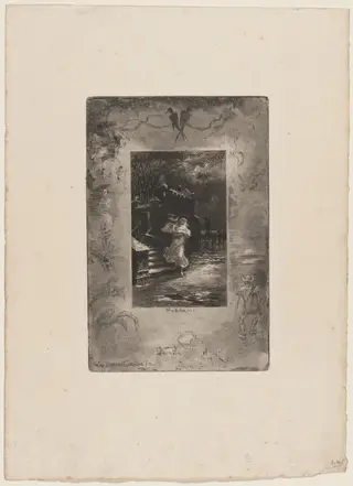 La Blanche Caroline, by Félix-Hilaire Buhot, ink, 1874