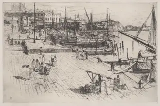 Riva Delgi Schiavoni, No. 1, by Frank Duveneck, ink, 1880