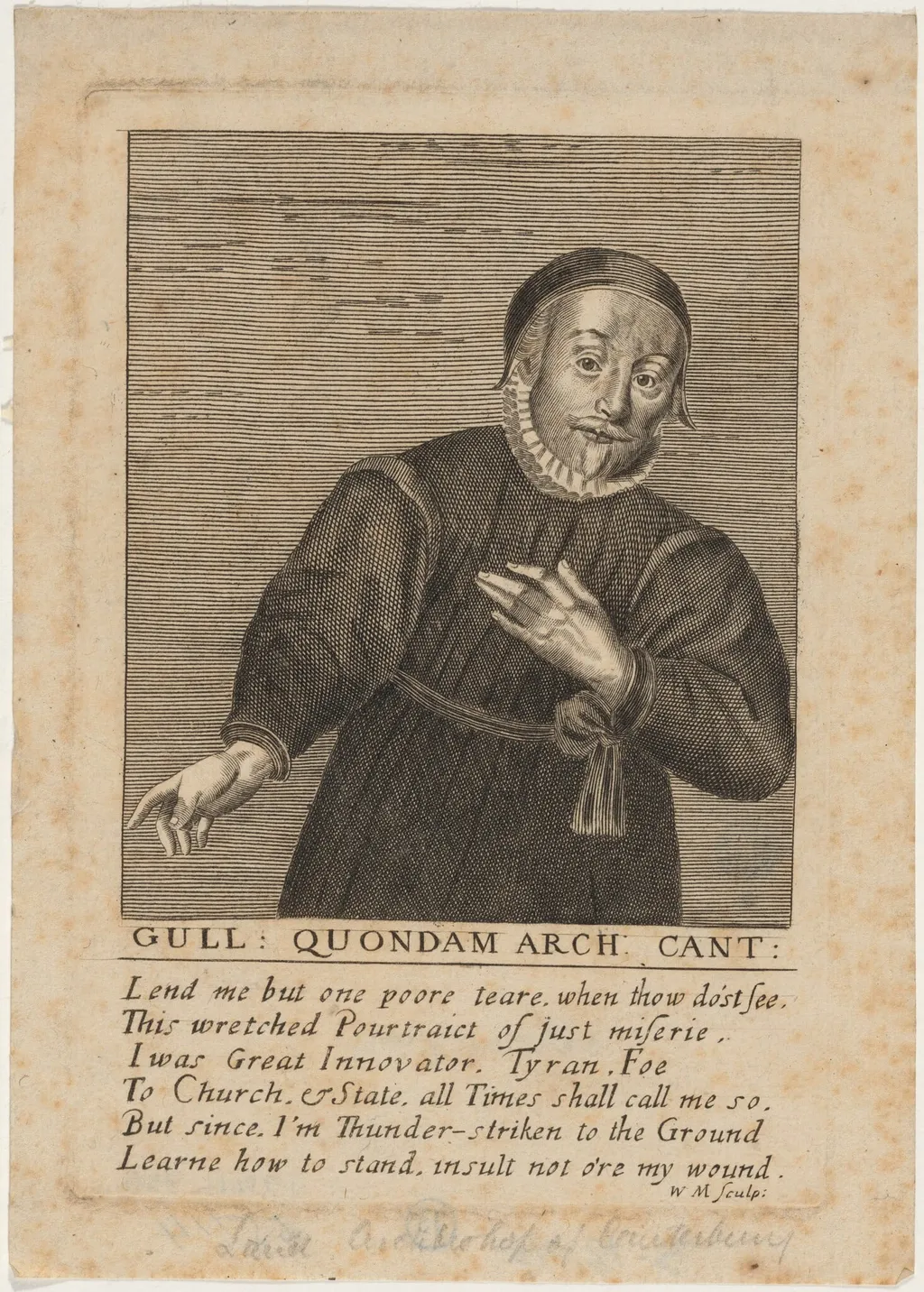 William Laud, by William Marshall, ink, 1623