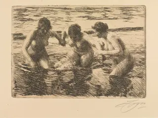 Against the Current, by Anders Zorn, 1919