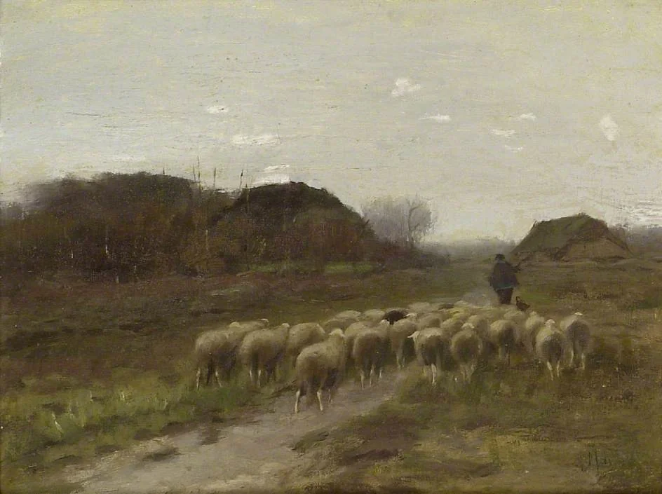 Shepherd and Sheep, Evening, detail