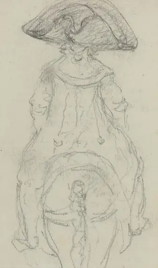 A Horseman Wearing a Grande Cockade [verso], by Vivant Denon, graphite, 1790