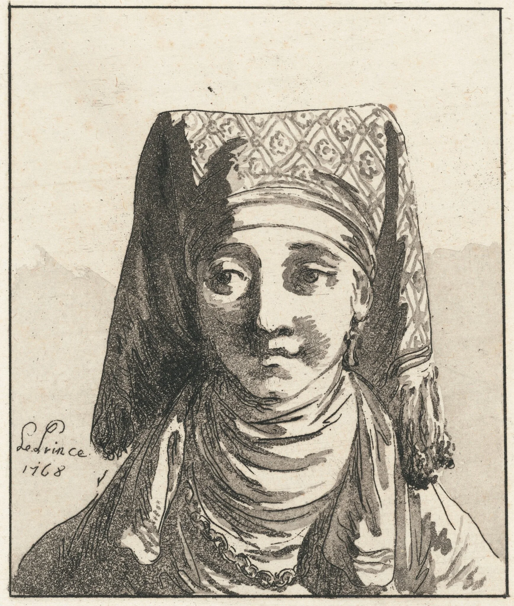 Head of a Woman, Full Face, detail