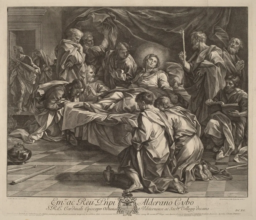 Death of the Virgin, by Robert van Audenaerd, ink, 1703