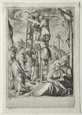 Passion Set:  Descent from the Cross, by Jacob de Gheyn II, 1597
