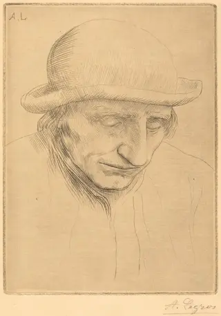 Peasant in a Round Hat (Paysan avec chapeau rond), by Alphonse Legros, ink, 1874