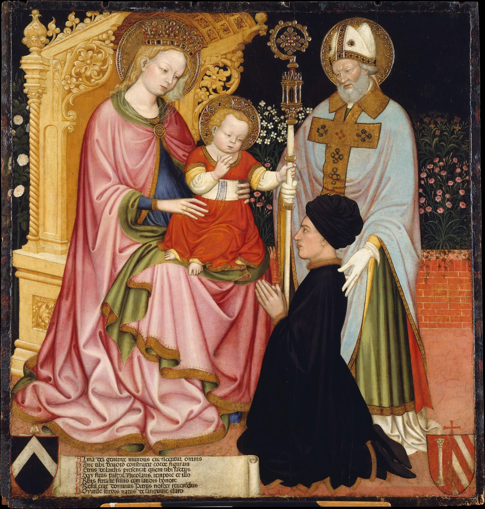 Madonna and Child with the Donor, Pietro de' Lardi, Presented by Saint Nicholas, detail