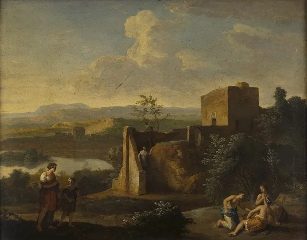 Idyllic Landscape with Watch-tower, detail