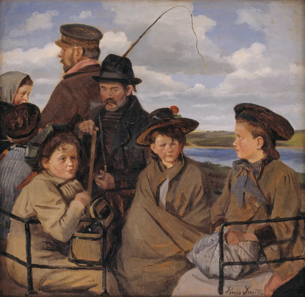 I dagvognen. Kunstnerens broderbørn, by Hans Smidth, oil, 1900