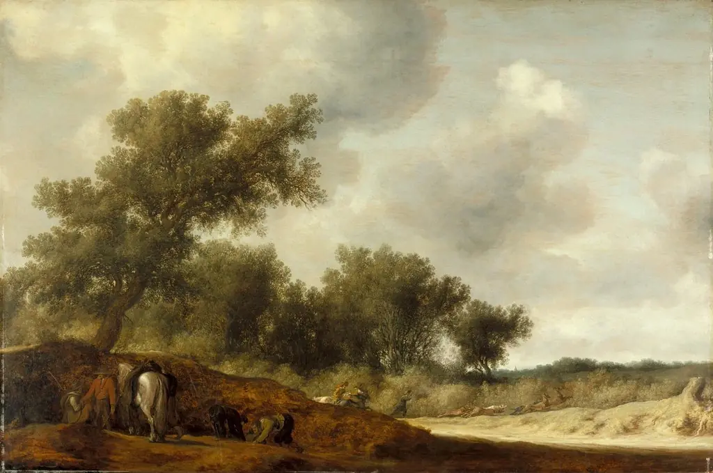 Landscape with Deer Hunters, by Salomon van Ruysdael, unspecified, 1630