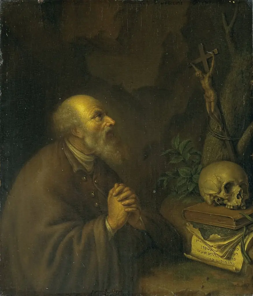 The Hermit, by Frans van Mieris the Younger, oil, 1721