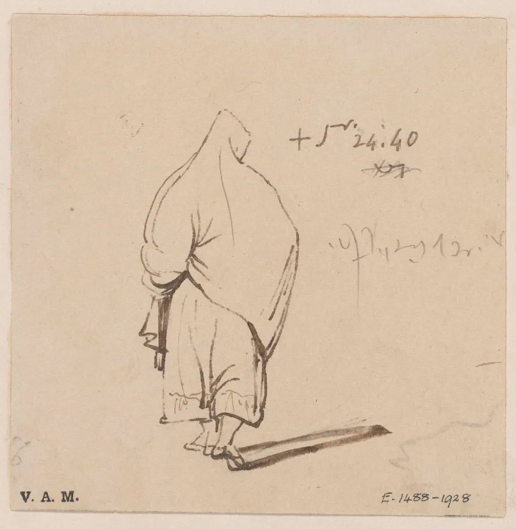 A Macanese woman seen from behind, by George Chinnery, 12