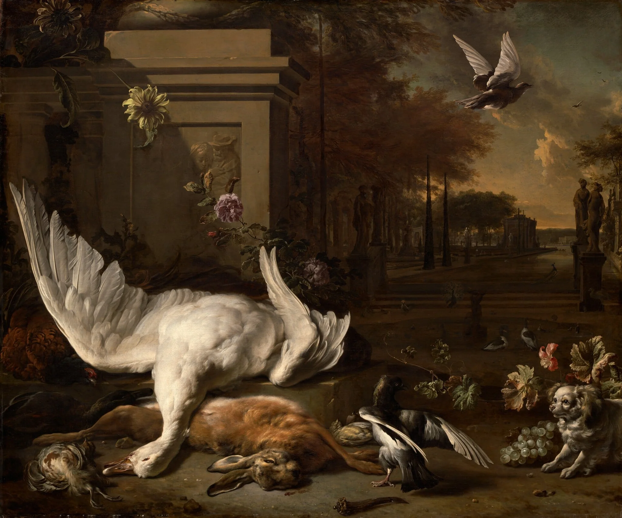 Still Life with Goose and Game before a Country Estate, detail