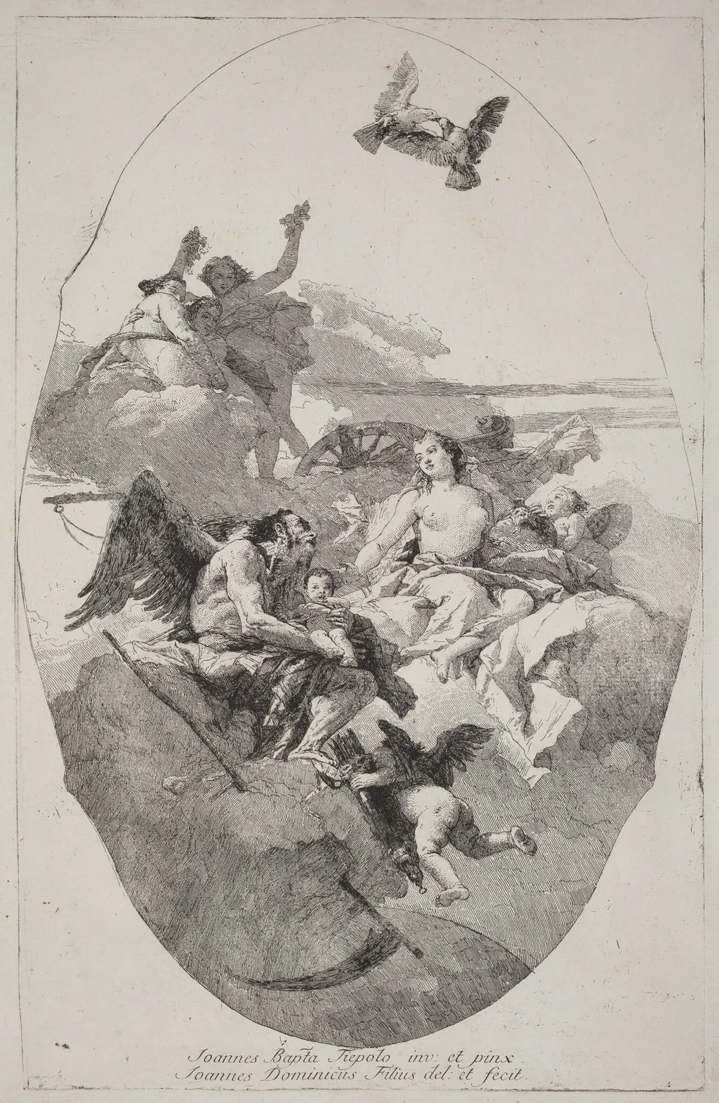 Venus Entrusting Cupid to Time, by Giovanni Domenico Tiepolo, ink, 1766