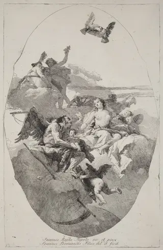 Venus Entrusting Cupid to Time, by Giovanni Domenico Tiepolo, ink, 1766